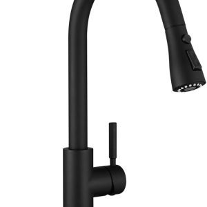 Black Stainless Kitchen Faucet with Pull Down Sprayer, Single Handle Commercial Modern RV Laundry Stainless Steel Sink Faucet 19 5