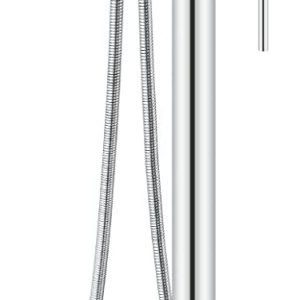 Freestanding Bathtub Faucet with Hand Held Shower Spray Polish Chrome Tub Filler Floor Mount High Flow Brass 23 6