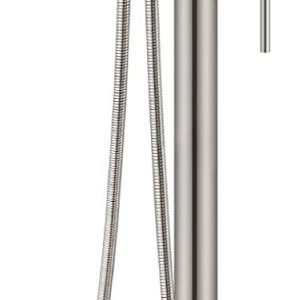 Freestanding Bathtub Faucet with Hand Held Shower Spray Polish Chrome Tub Filler Floor Mount High Flow Brass 19 2