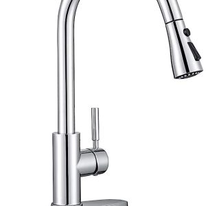 Black Stainless Kitchen Faucet with Pull Down Sprayer, Single Handle Commercial Modern RV Laundry Stainless Steel Sink Faucet 17 3