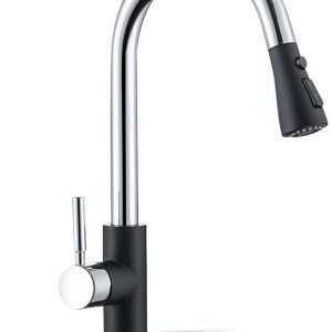 Black Stainless Kitchen Faucet with Pull Down Sprayer, Single Handle Commercial Modern RV Laundry Stainless Steel Sink Faucet 20 6
