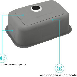 Undermount Kitchen Sink Single Deep Bowl 18 Gauge T304 Stainless Steel 27 inch Wet Bar Sink with Protector Grid, 27" x 18" x 9" 22 9