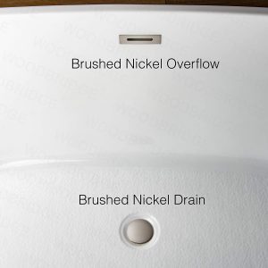 59" Acrylic Freestanding Bathtub Contemporary Soaking Tub with Brushed Nickel Overflow and Drain, B0014, White 13 5