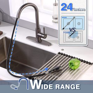 Black Stainless Kitchen Faucet with Pull Down Sprayer, Single Handle Commercial Modern RV Laundry Stainless Steel Sink Faucet 21 7