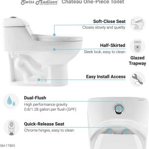 Well Made Forever SM-1T803 One Piece Toilet, Glossy White 29 10