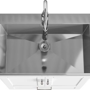 28 inch Deluxe Laundry Cabinet with Pull-out Faucet and Stainless Steel Sink with Storage Compartment and 1 drawer, for the Laundry room, Utility room, Transitional 16 6