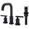 2-Handle 8 Inch Widespread Bathroom Sink Faucet, 3 Hole Brass Vanity Faucet with cUPC Water Supply Lines and Pop Up Drain Assembly, Matte Black