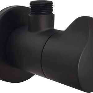 2-Pack Angle Stop Valve Matte Black, 1/2 Inch Inlet x 3/8 Inch Outlet 1/4 Turn Shut Off Water Angle Valve with Flange, Solid Brass 10 4