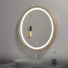 Hanging Round Gold Frame Mirror LED